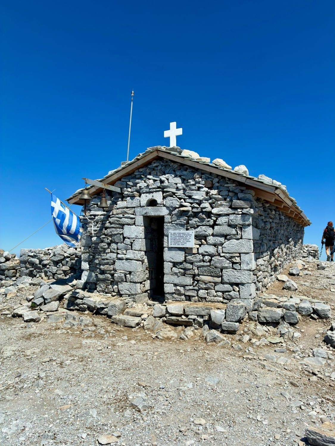 The stone chapel of Profitis Ilias on the summit of Mount Taygetos
